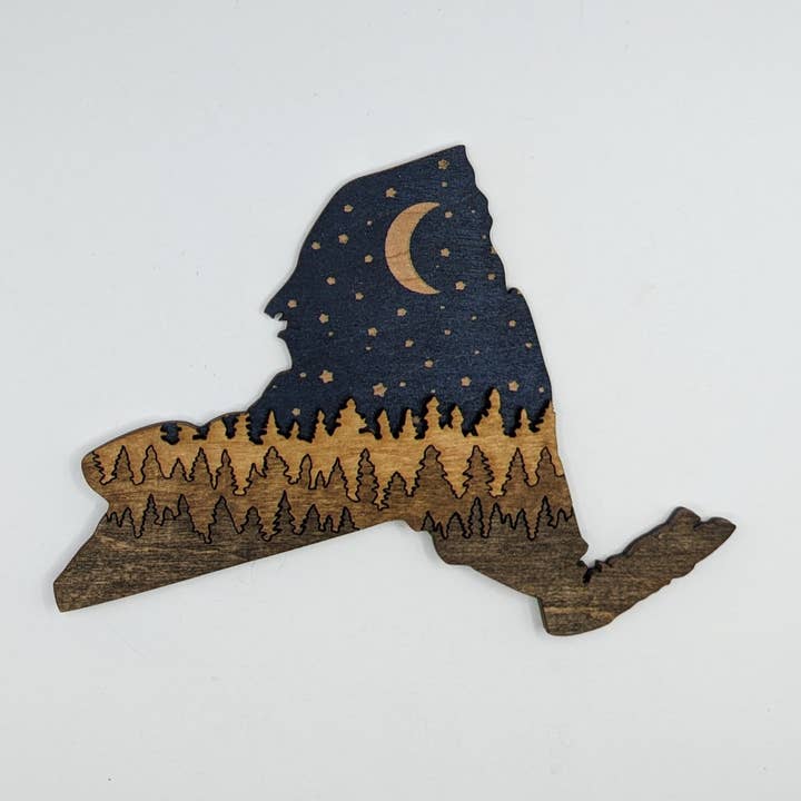 New York State Wood Magnet Art 5" for wholesale by Knit and Nailed