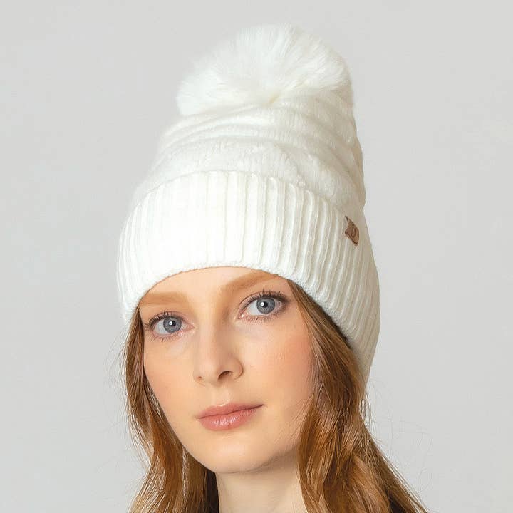 Fashion City – wholesale Mössa - Dam – Lurvig mössa med Pom-pom