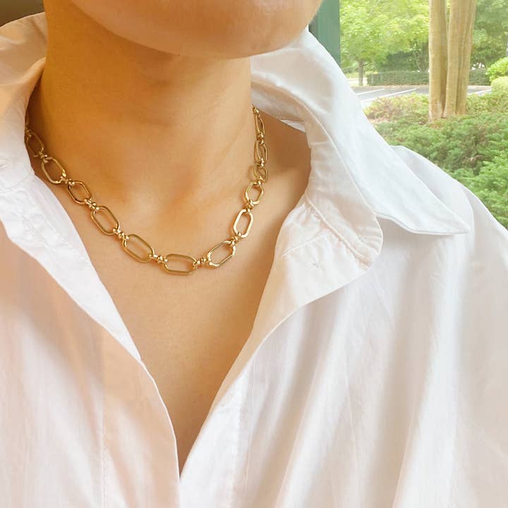 Ellison+Young - Wholesale Link & Chain Necklace - Amber Boxy Chain Necklace