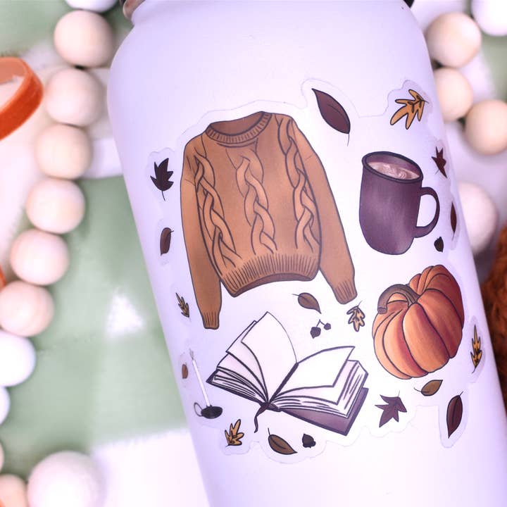 Fall Favoritter Clear Sticker, 4x3.7in. for engroshandel hos Sammy Jean Artist