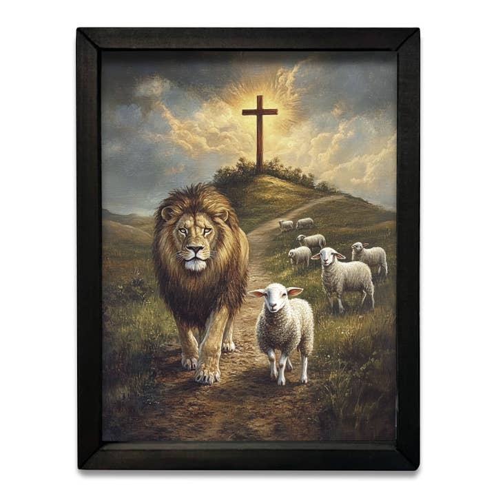 HMK984 Löwe und Lamm Boxrahmen für den Großhandel von JanMichaels Art & Home