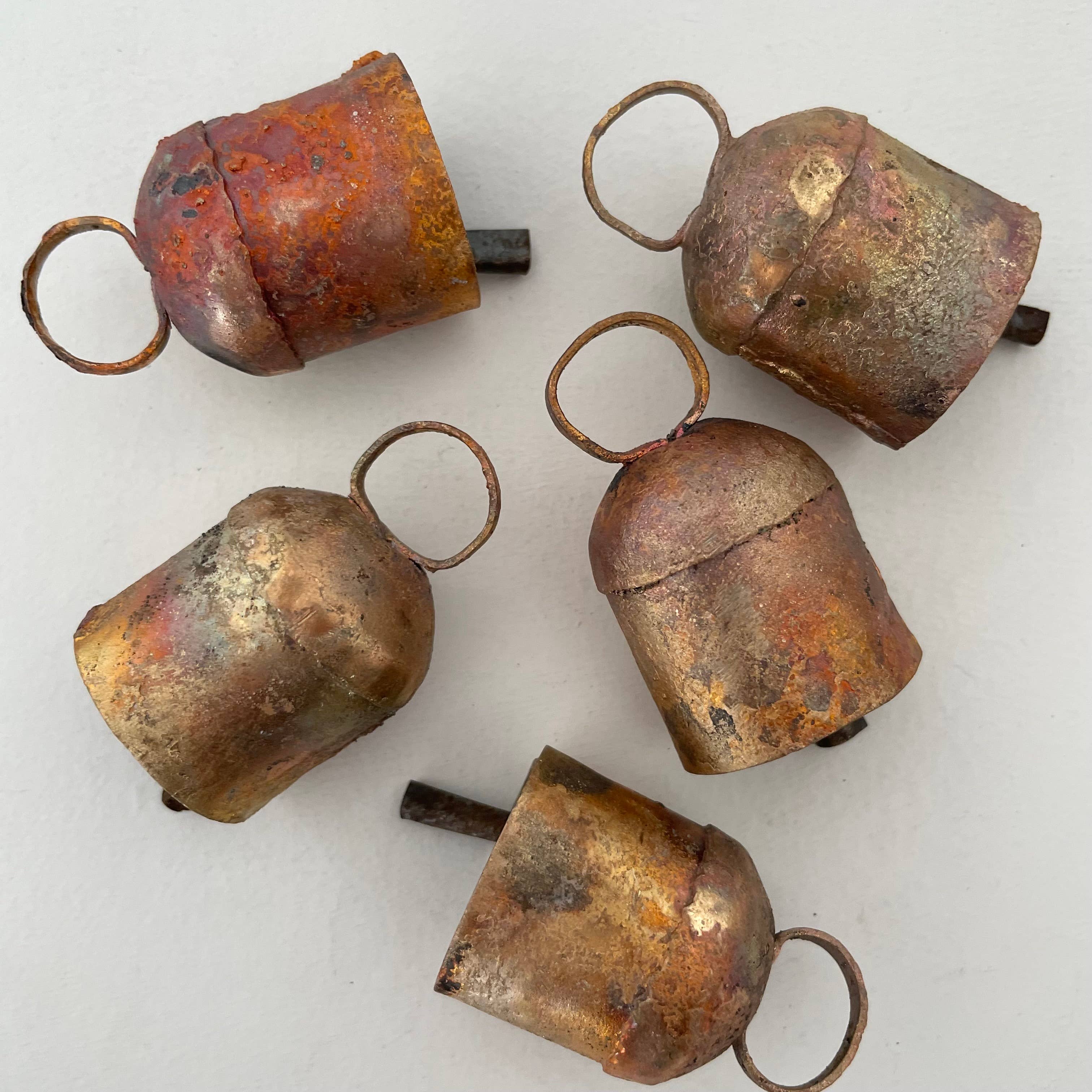 fort & field - Wholesale Bell - 1 3/4" rustic little rounded top tin brass finish bell3