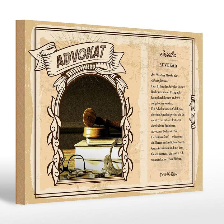 Wooden sign professions 30x20 cm lawyer always law justice deco sign wooden sign for wholesale by Femer