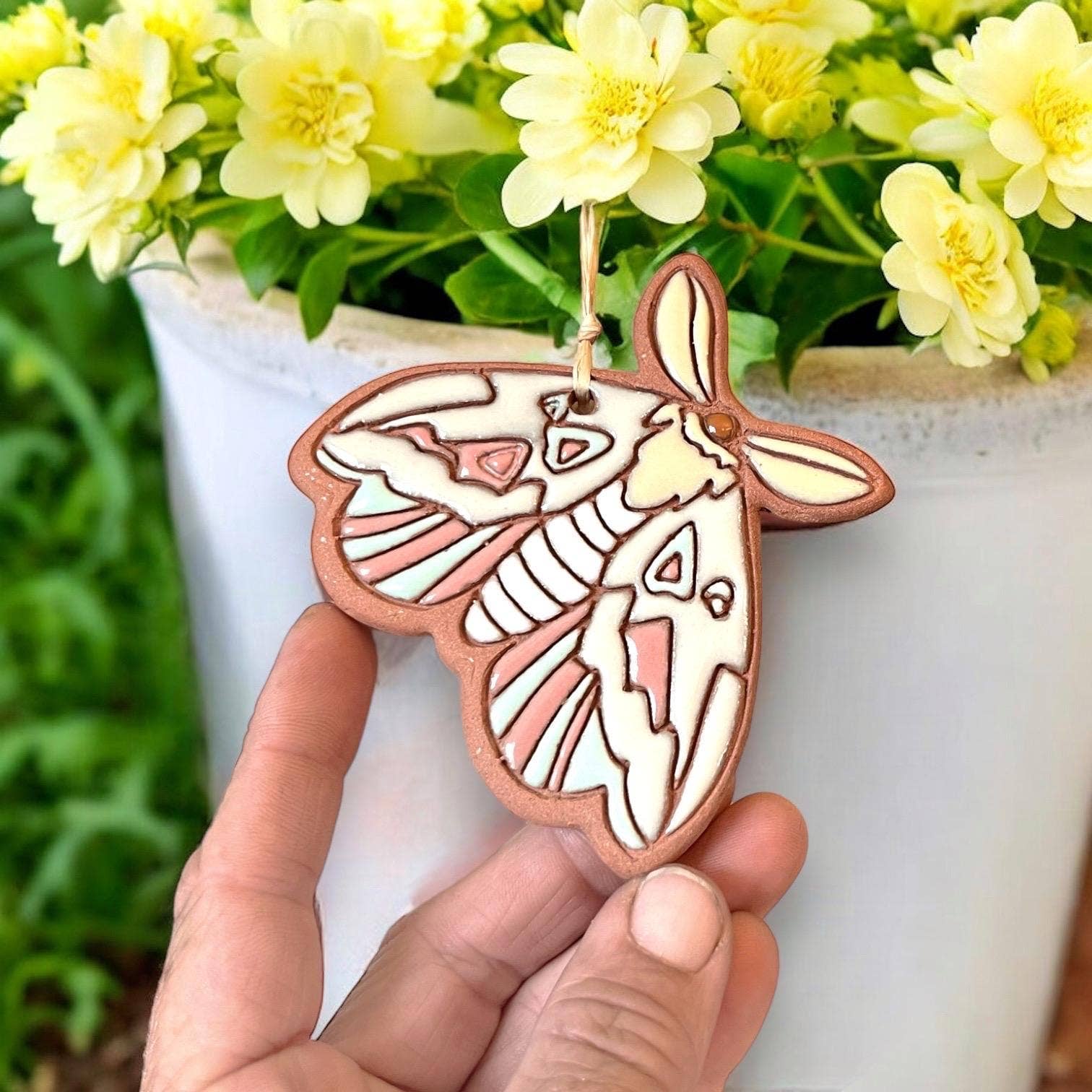 Little Clay Hen - Wholesale Ornament - Butterfly Moth Artisanally Crafted Ornament