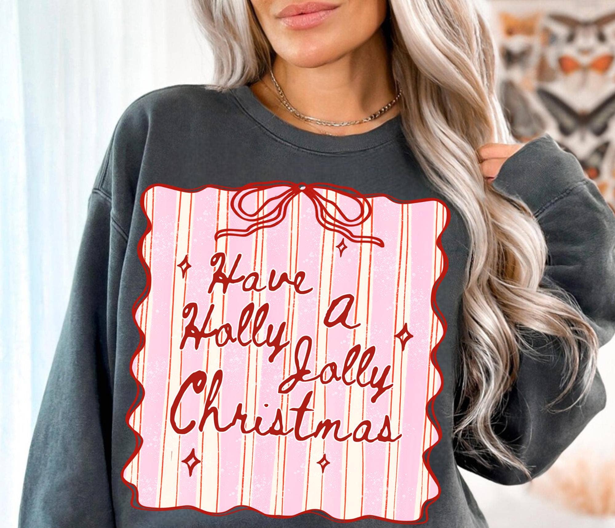 Glaime - Wholesale T-Shirt (Graphic) - Women's - Holly Jolly Comfort Colors Shirt, Joy To The World Sweater2