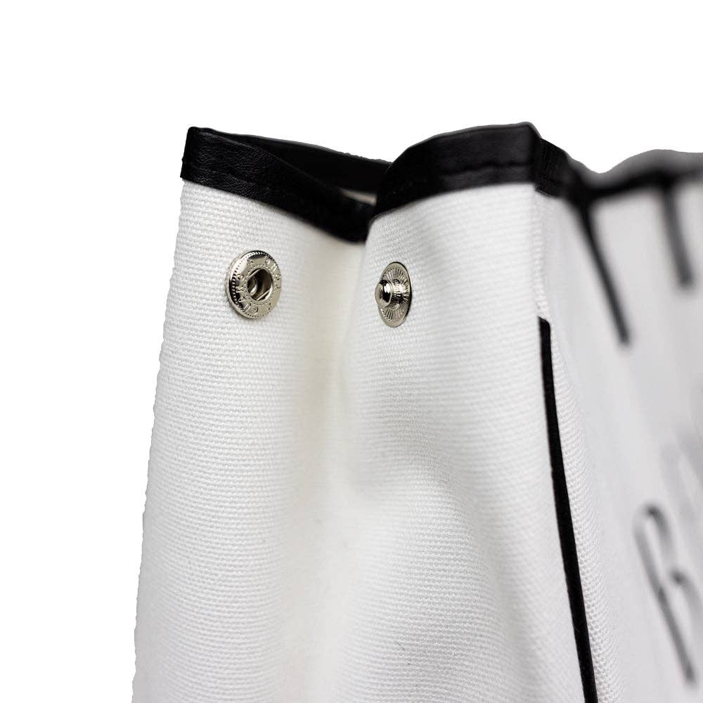 White Black Beach Canvas Tote for wholesale on Faire5