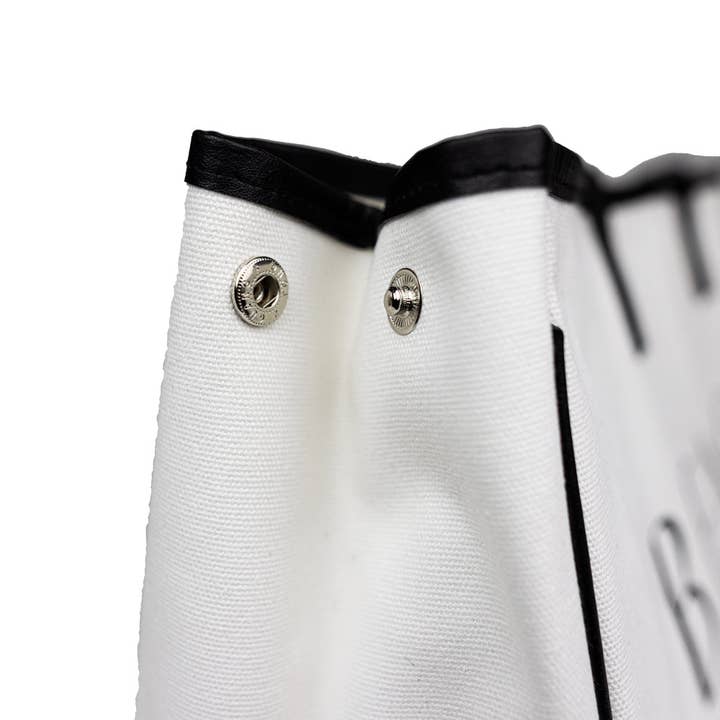 White Black Beach Canvas Tote for wholesale on Faire5