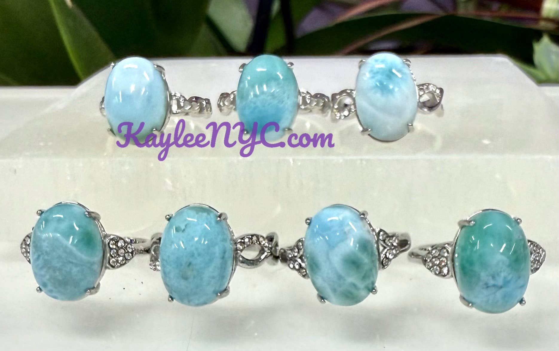KayleeNYC - Wholesale Single Stone/Solitaire Ring - Natural Larimar Stainless Steel Ring 10x14mm2