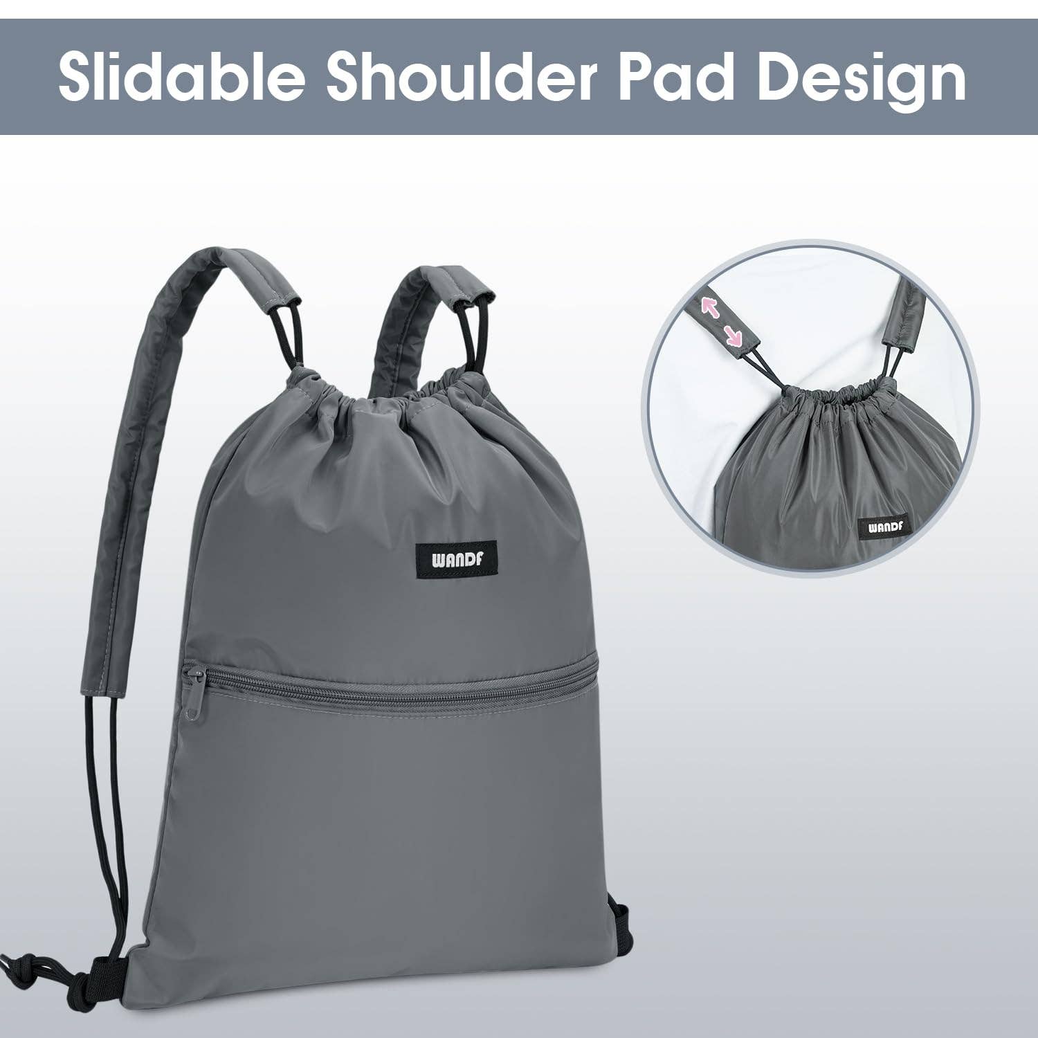 wandf - Wholesale Tas met trekkoord - Uniseks - Sportieve rugzak met trekkoord en dubbele schouderpads56