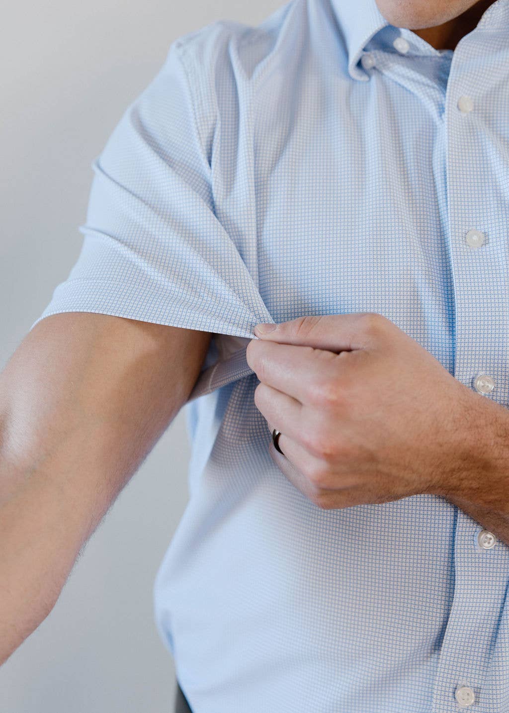 JD Buck - Wholesale Shirt - Men's - Blue Mini Check SS Shirt 3