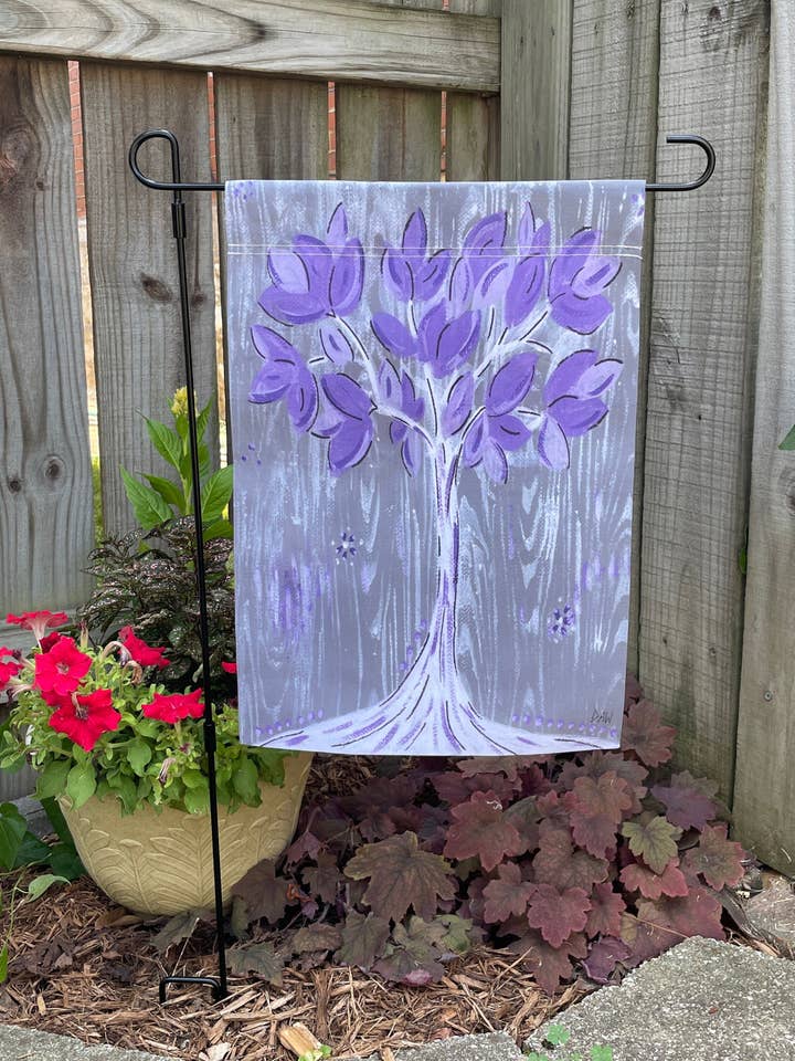 Garden Flag from Original Artwork, "Purple Haze", 12x18, 2-Sided for wholesale by DebDragonfly Studio