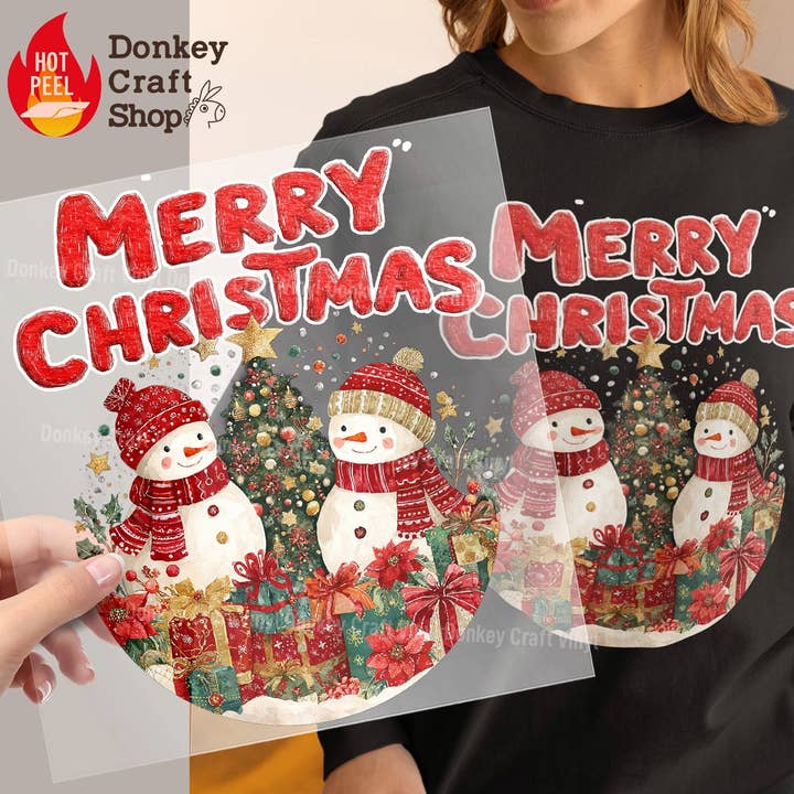 Merry Christmas DTF Transfers, Ready to press for wholesale by Donkey Craft