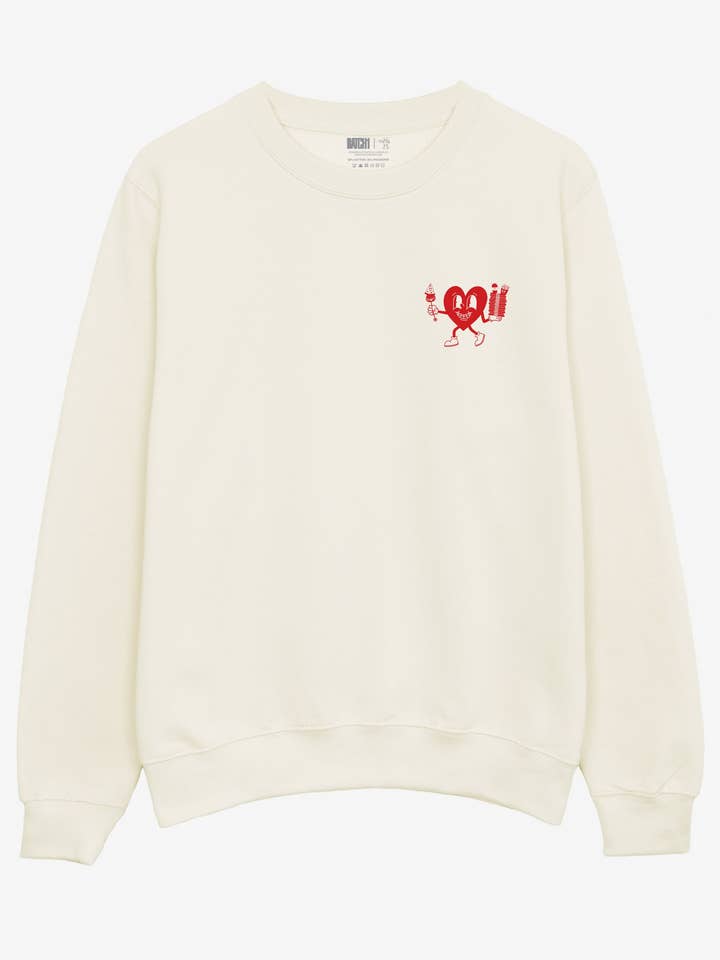 Hungry Hearts Club Sweatshirt in Vanilla for wholesale by batch1