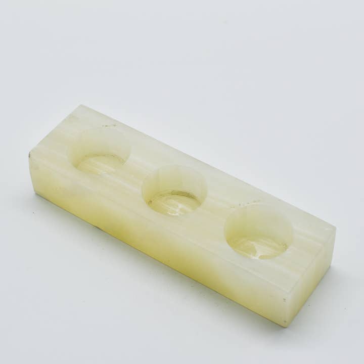 Triple Votive Onyx Candle holder for wholesale by Whyte Quartz