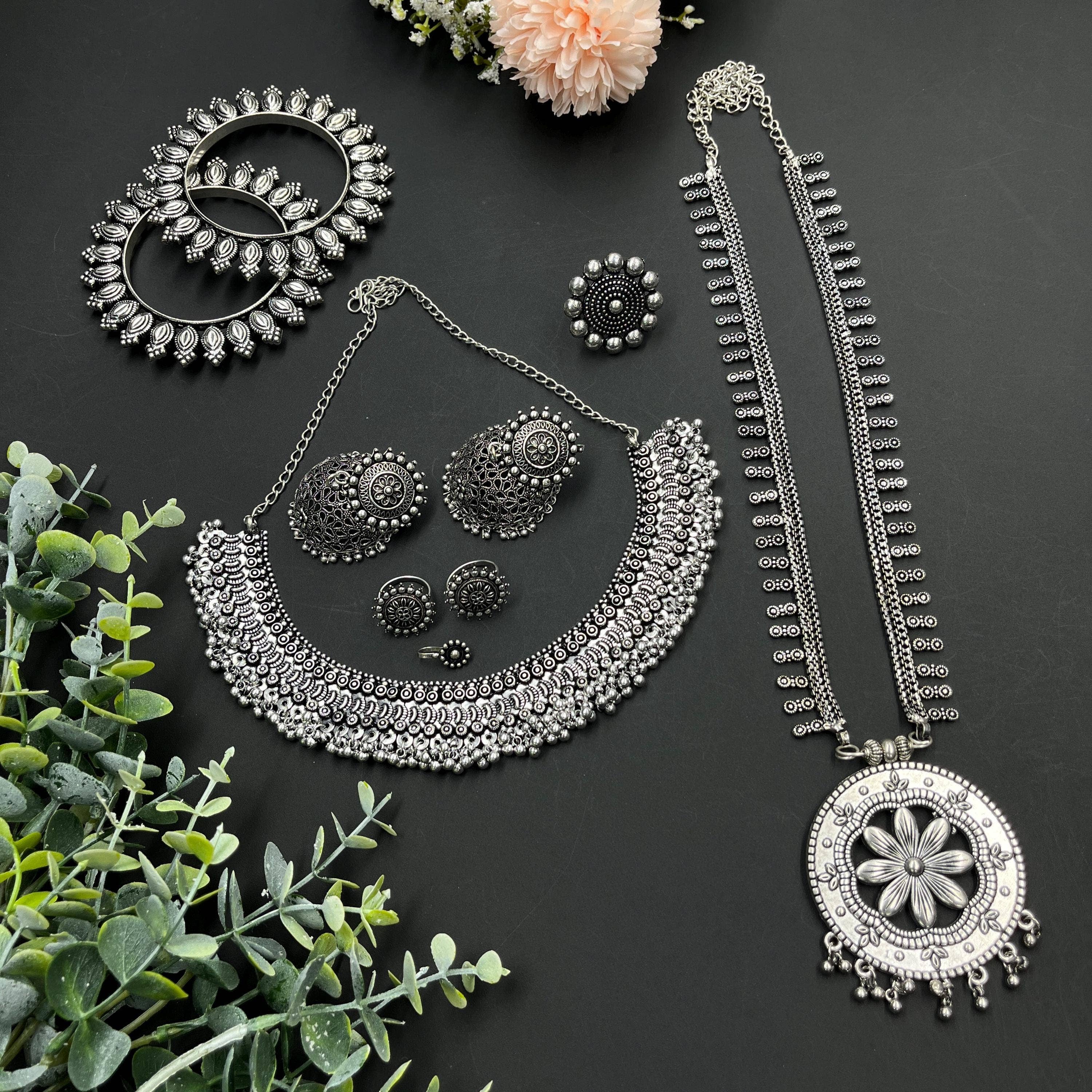 Vastrabhushan - Wholesale Jewellery set - Silver Oxidised Indian Jewelry Set with Necklace & Choker1
