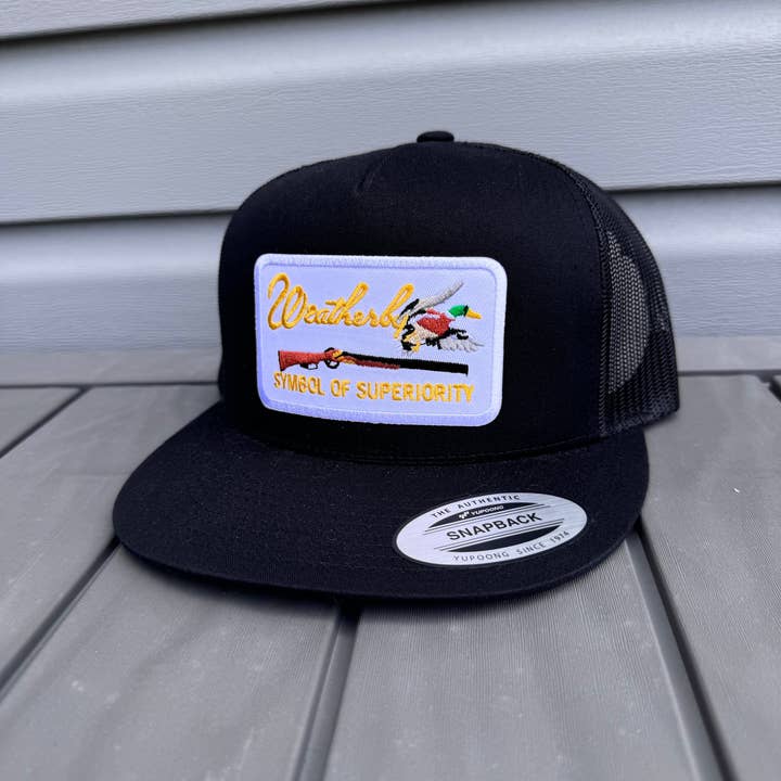 River Bent Hat Co. - Wholesale Trucker Hat - Unisex - Weatherby Black Snapback Hat