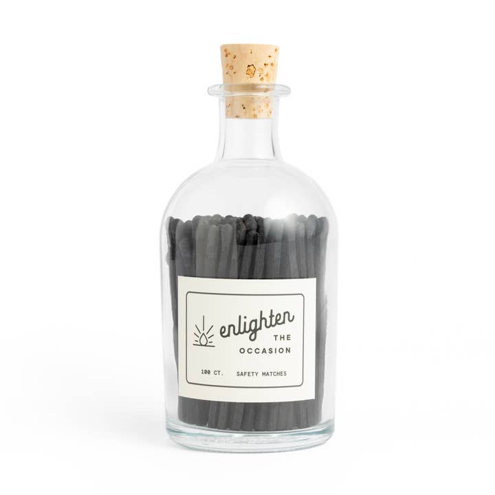 Apothecary Jar with All Black Matchsticks for wholesale by Enlighten the Occasion