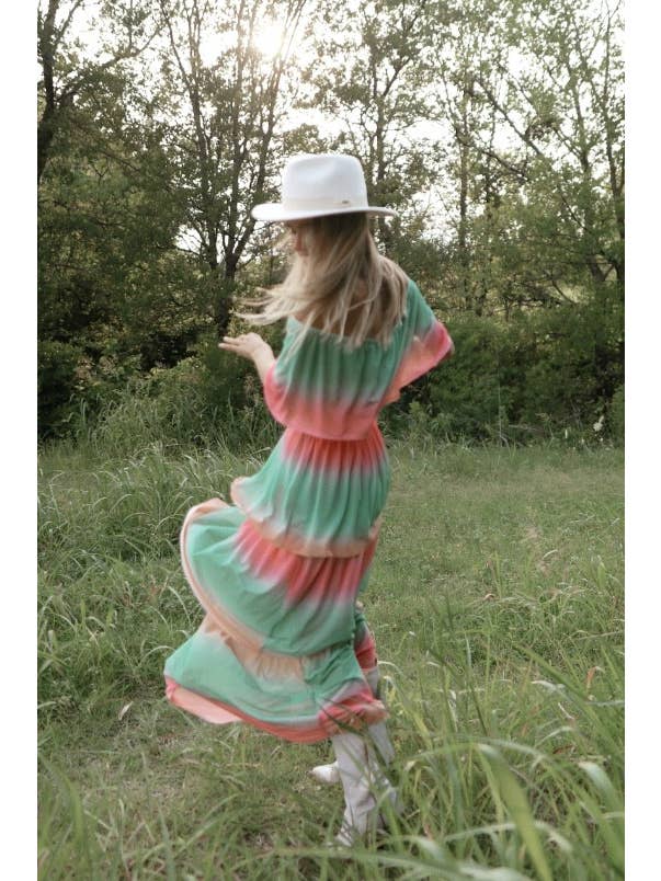Grøn/Flamingo ISD1211B Rainbow Kjole Off-Shoulder Grøn Lyserød for engroshandel på Faire