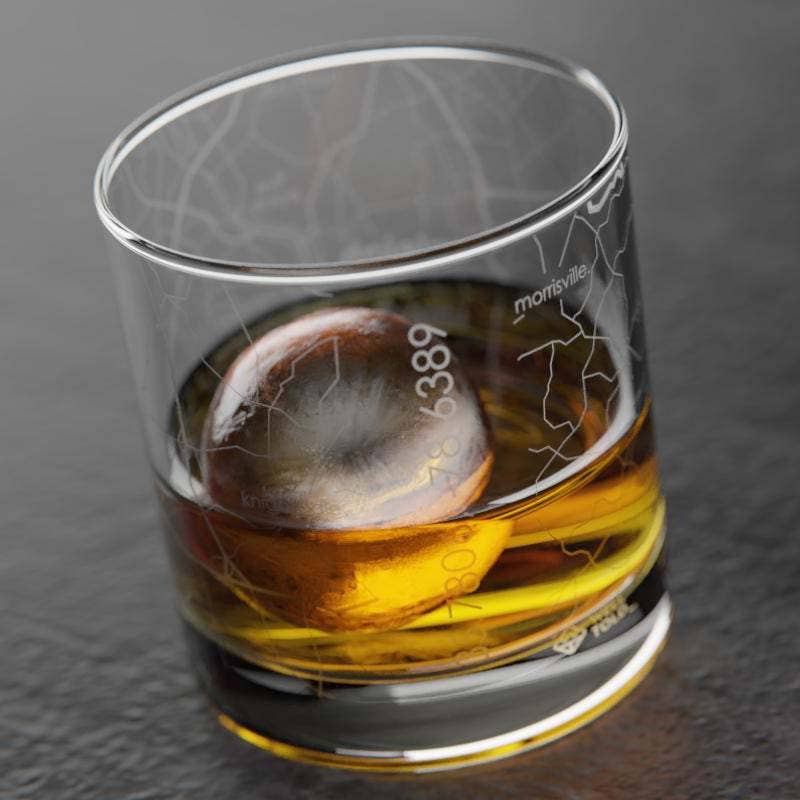 Well Told - Wholesale Cocktail/Liquor Glass - Raleigh, NC City Map - Etched Whiskey Rocks Glass3
