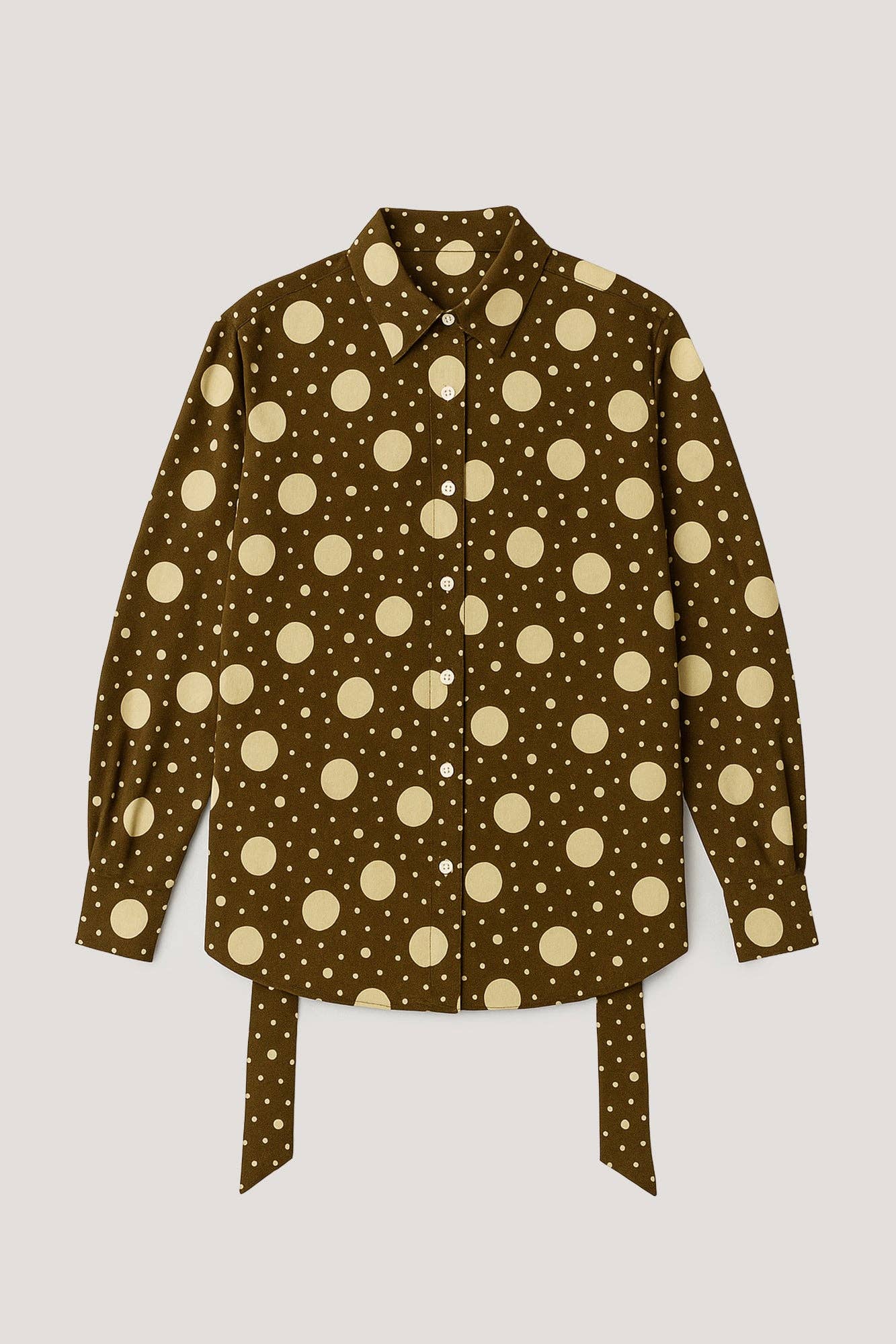 Khaki BLUSE MIT PUNKTEMUSTER UND BALLONÄRMELN für den Großhandel auf Faire4