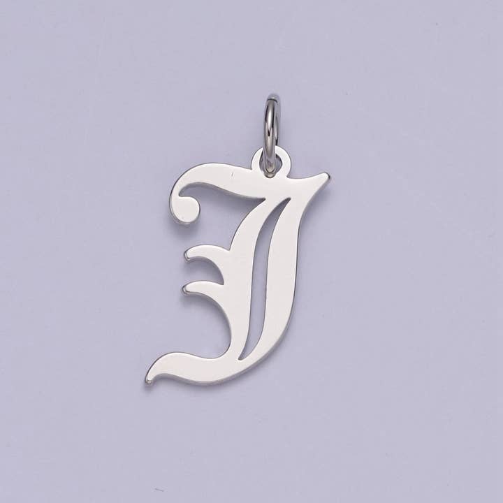 Aim Eternal - Wholesale Individual Charm/Pendant - Gothic Letter Charm, Alphabet Charm, Silver Letter Charm, 26 Letters Initial Charms Old English Letter Pendant A690~A7029