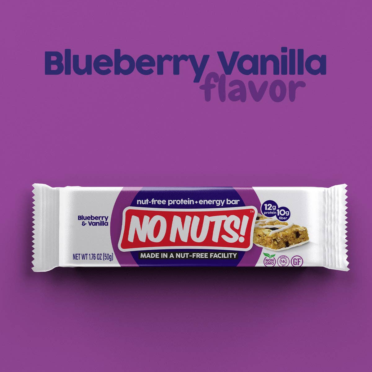 No Nuts! - Wholesale Snack Bar - Blueberry & Vanilla Snack Bars - 12 Bar Pack10