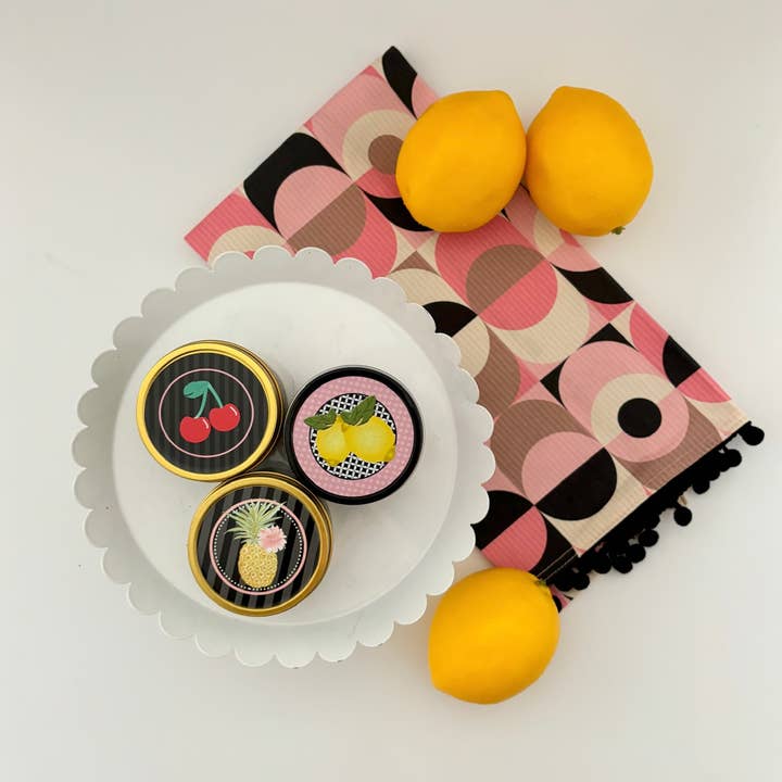 Mod Lounge Paper Company - Wholesale Travel Candles - Lemon Pink and Yellow Vintage Travel Candle2