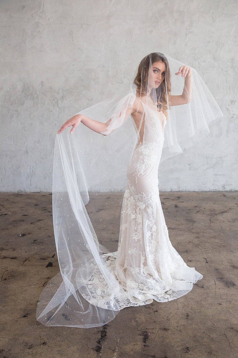 Brides & Hairpins - Wholesale Veil - Women's - DARCY CHAPEL DOUBLE VEIL - WITH SCATTERED PEARLS7