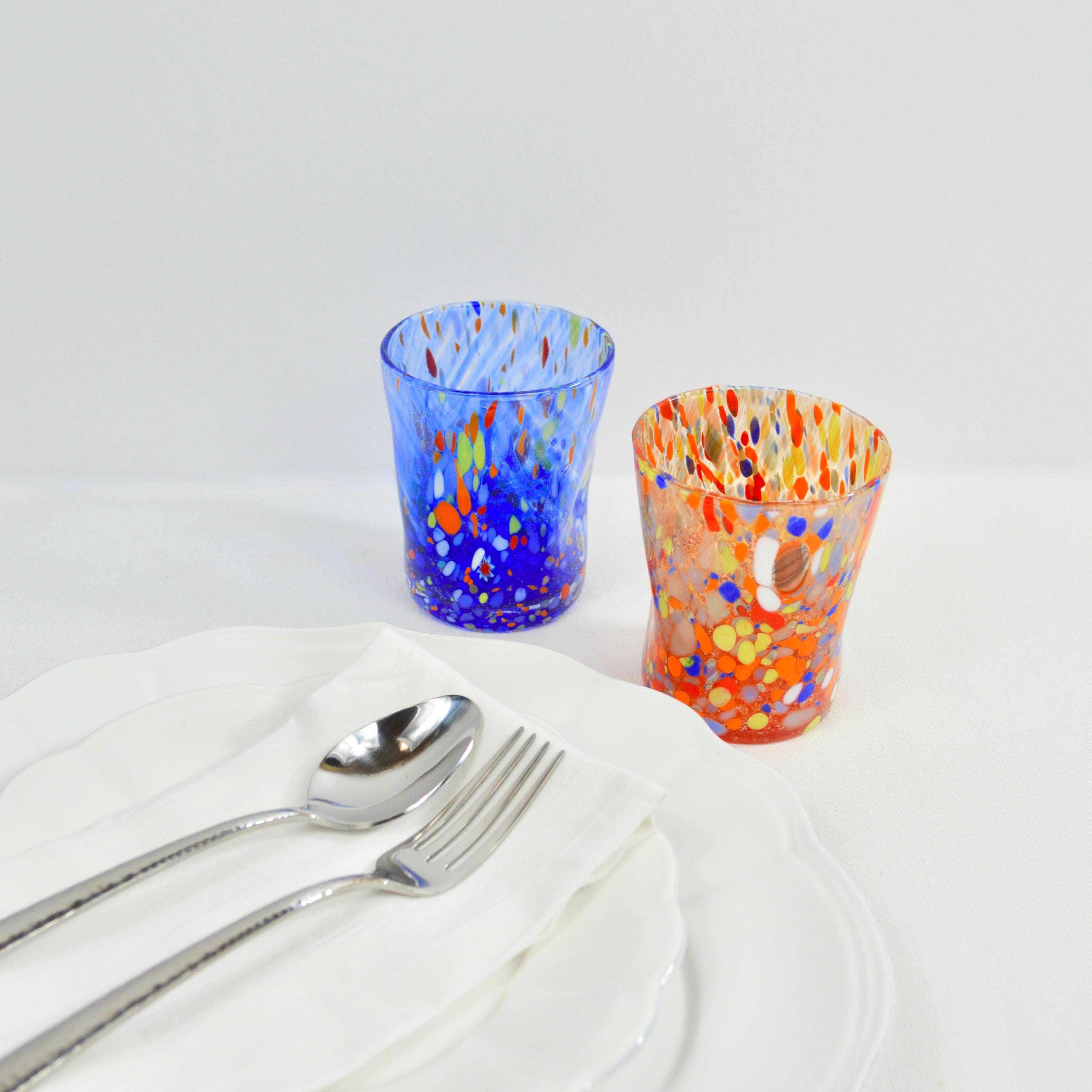 Via Graceffo – wholesale Drinking glass/cup – Murano Glass Set of 6 Multicolored Tumblers - Franco1