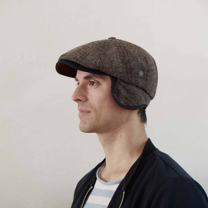 Aaron Harris Tweed wool cap with earflaps - Frost for wholesale by Dasmarca Hats