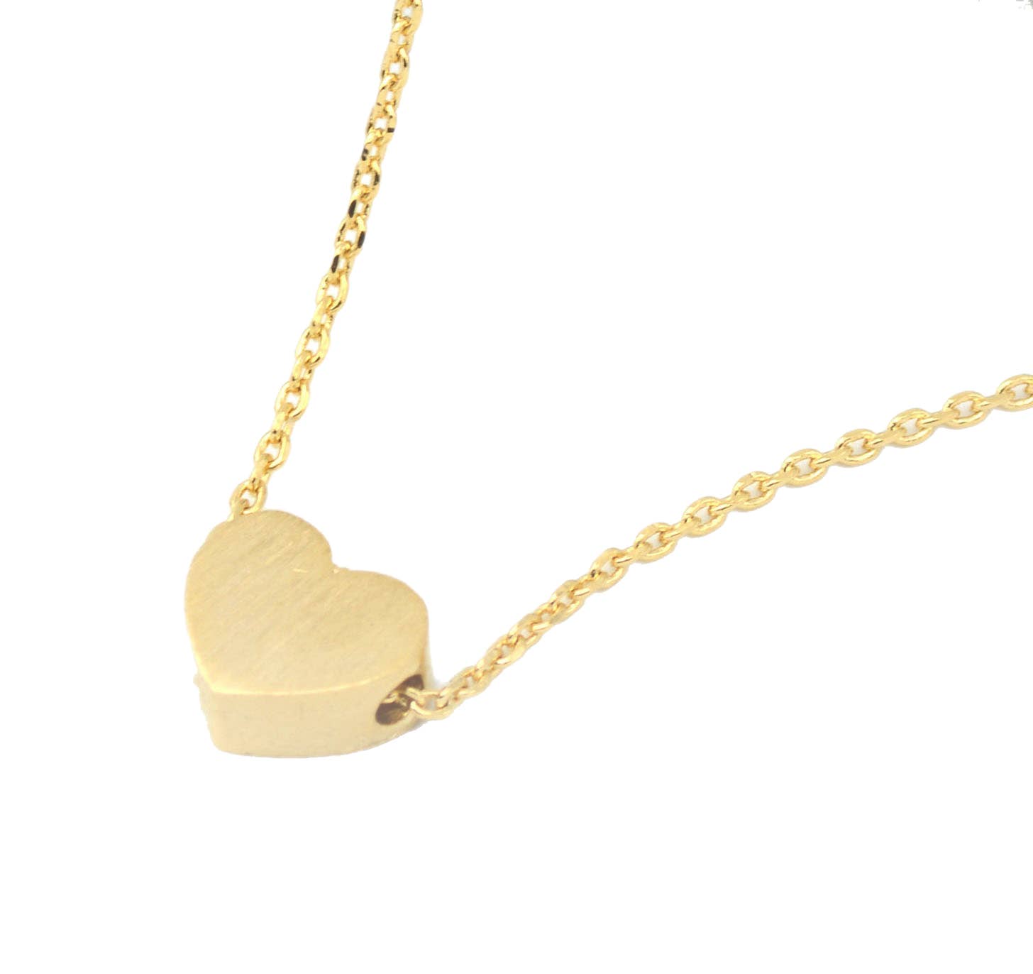 White Leaf – wholesale Pendant/charm necklace – Small Heart Necklace in Matt Gold1