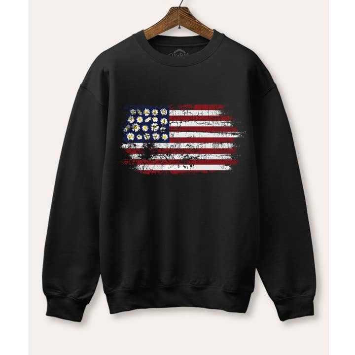 USA FLOWERS FLAG FLEECE GRAPHIC SWEATSHIRT for wholesale by STARCHIS