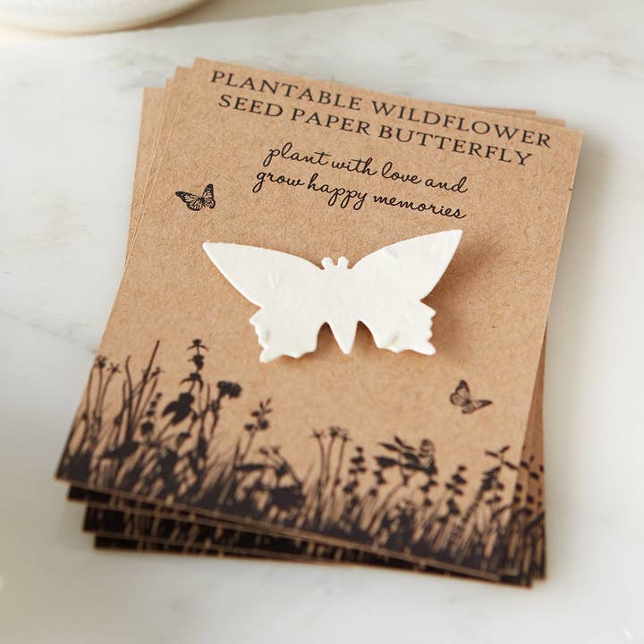 10 Plantable Wildflower Seed Paper Butterfly Funeral Favours for wholesale by Angel & Dove