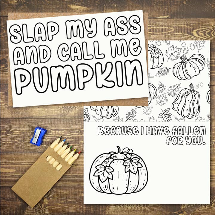 Chamar-me Cartão Colorir Abóbora por atacado de ZiggyTown Designs