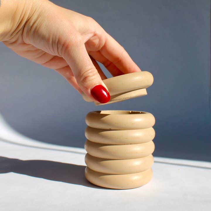 Concrete Jar with Lid in Beige for wholesale by House of Ivy