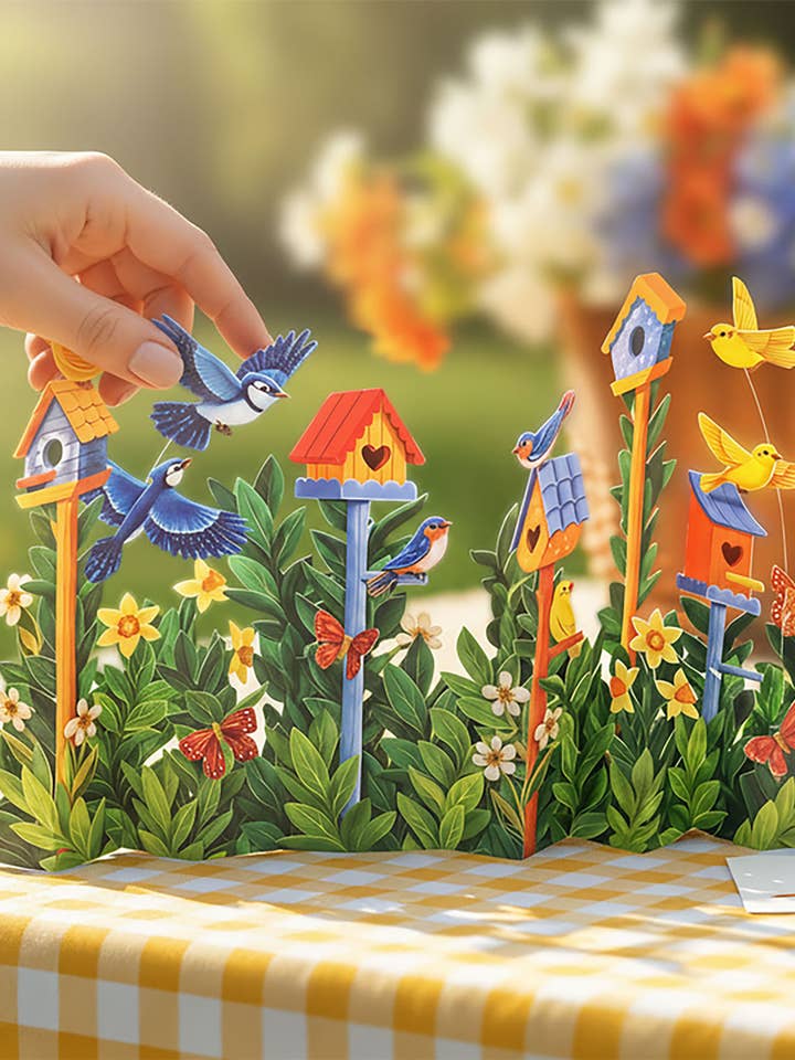 Birdhouse Garden (8 Pop-up Greeting Cards) for wholesale by FreshCut Paper LLC