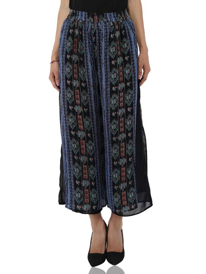 America & Beyond - Wholesale Pants - Women's - Dusk Blue Boho Lounge Pants - Blue1