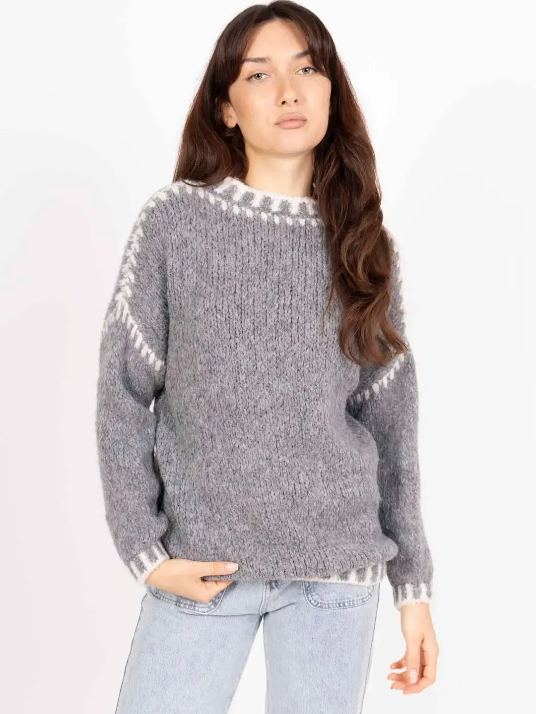 Pépouz' Paris - Wholesale Knit Sweater - Women's - Soft two-tone knit sweater PP251610