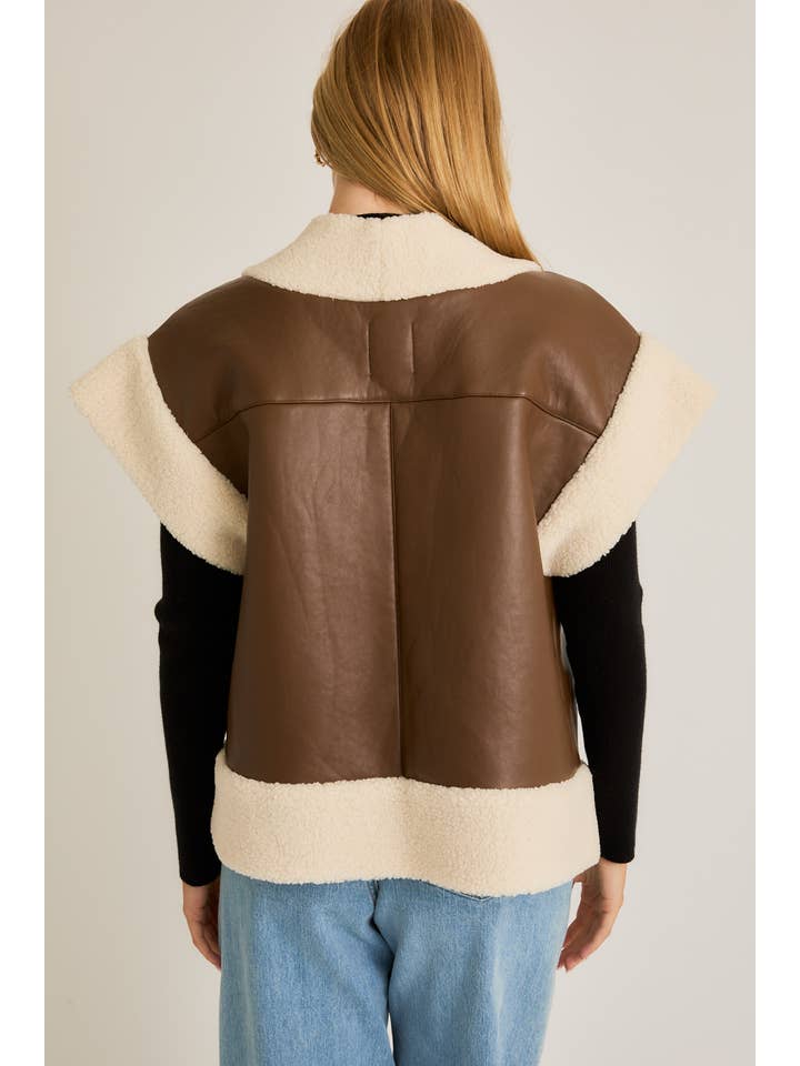 BROWN CREAM OVERSIZE BONDING VEST for wholesale on Faire