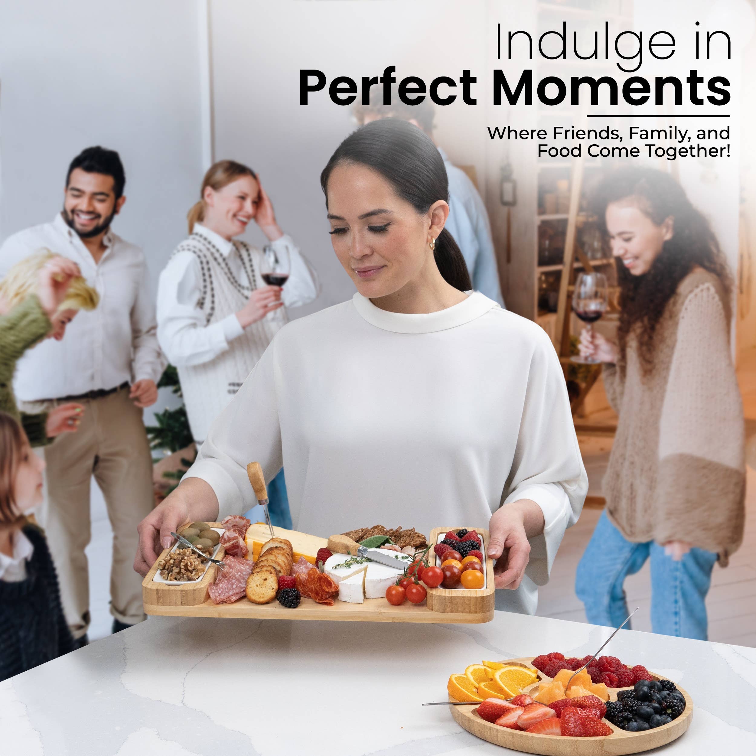 Bambusi - Wholesale Cheese Board - Charcuterie Board Gift Set - Cheese Board & Serving Tray14