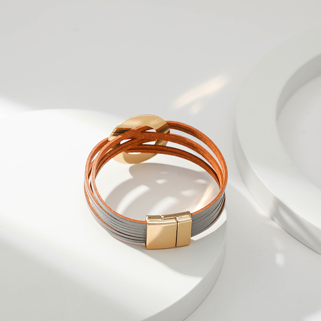 Pretty Persuasions - Vente Bracelet jonc - B22072 Bracelet en cuir PU à anneaux entrelacés9