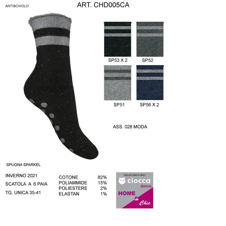 Short sp. sprankelend antislip (CHD005CA) voor wholesale door Ciocca