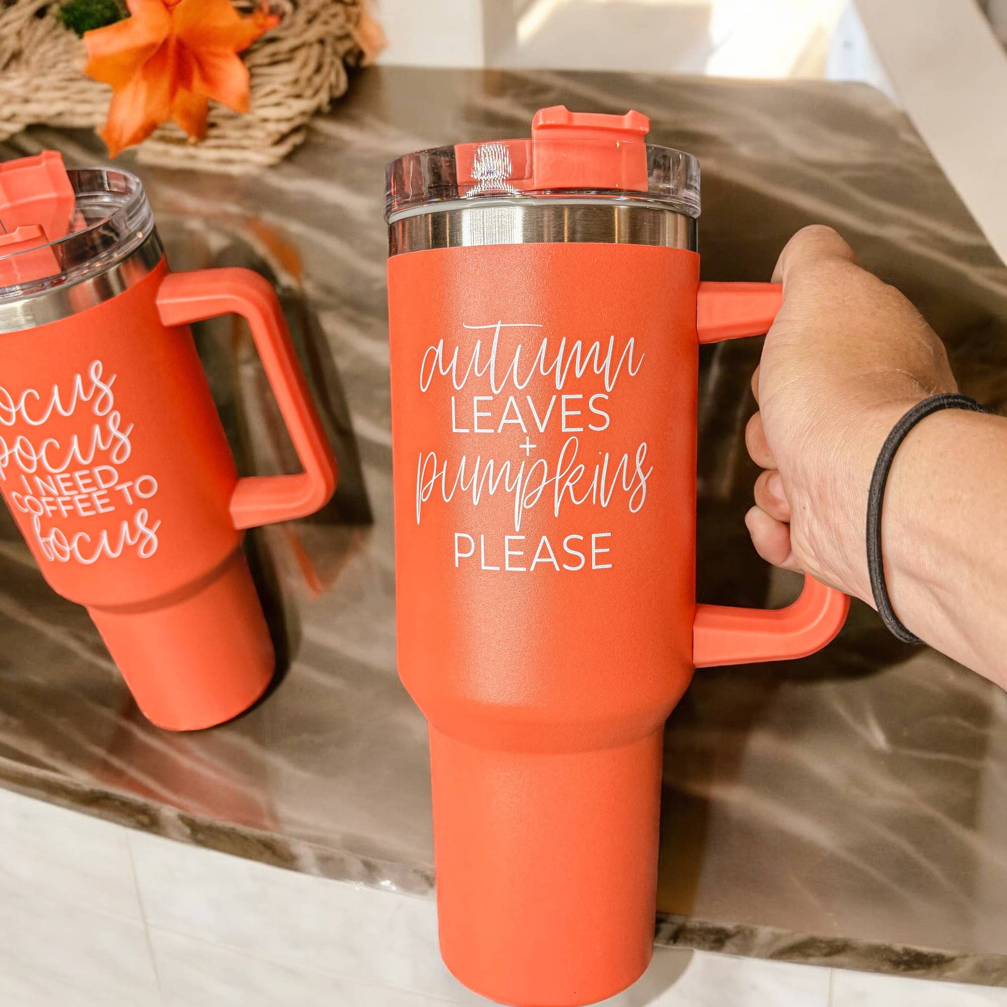 Gia Roma - Wholesale Insulated Mug/Tumbler - Fall 40oz Tumblers with Lid & Straw, Autumn Drinkware Mugs90