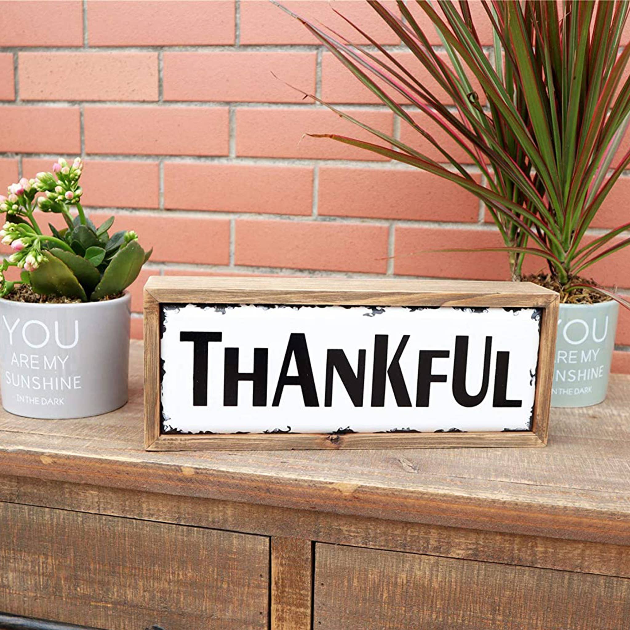 Paris Loft Inc - Wholesale Sign - Thankful Enamel Surface Decorative Inspirational Box Sign1