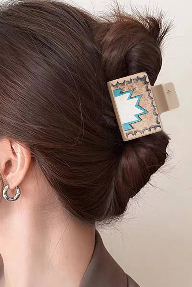 UNISHE - Wholesale Hair Clip - Women's - Western Print PU Claw Clip MOQ 5pcs ZK14487