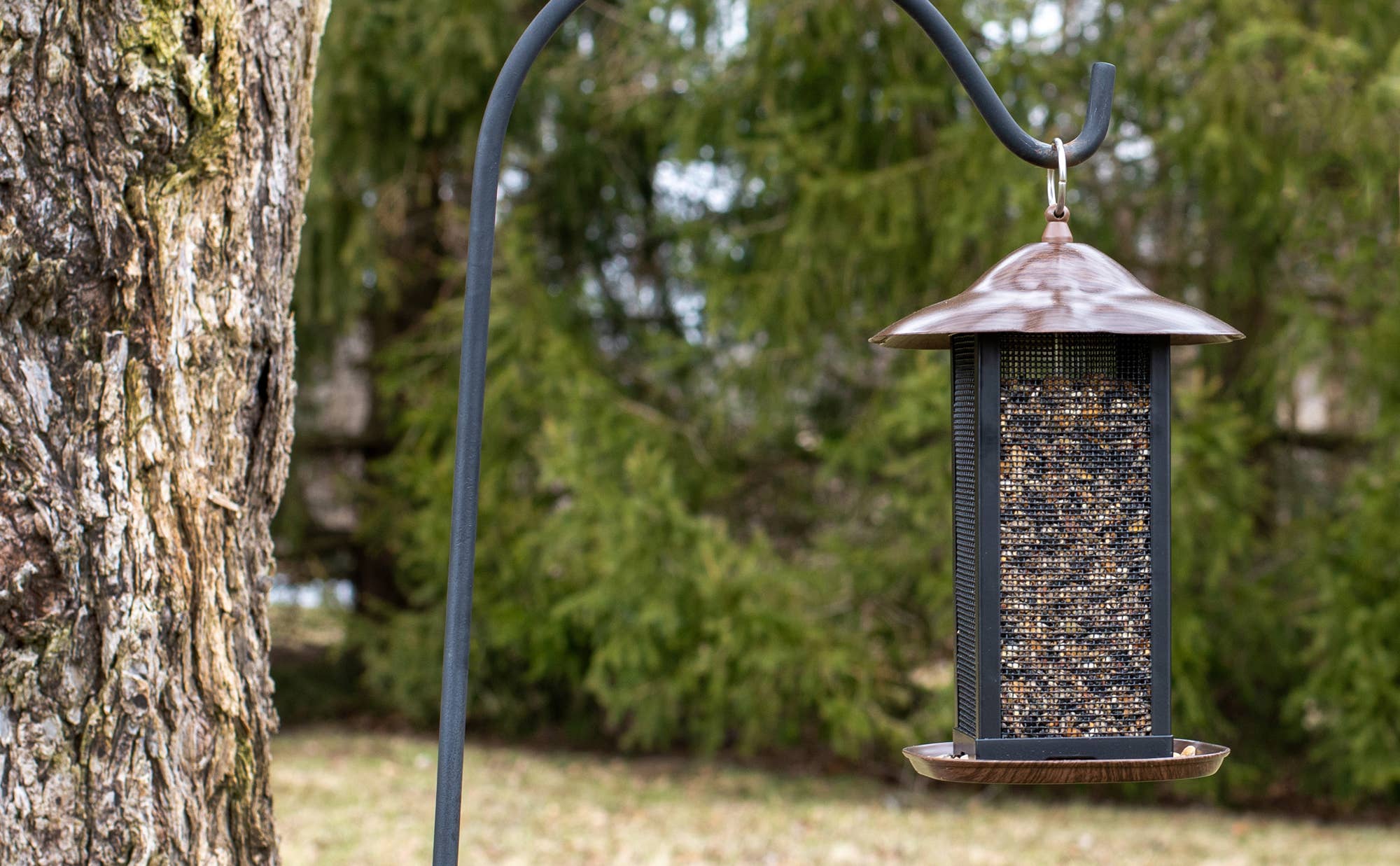 EAST AVENUE - Wholesale Bird feeder - 11 inch Cherry Woodgrain Finish Mesh Metal Bird Feeder7