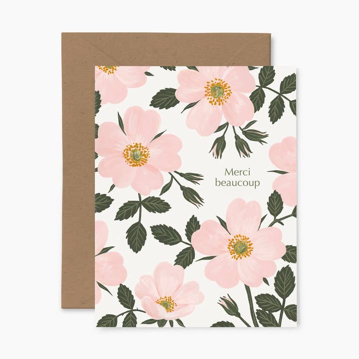 Roses "Merci beaucoup" | Greeting Card for wholesale by Papier Fleuri Co.