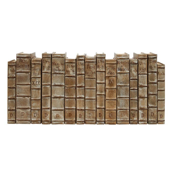Ensemble de 15 volumes de livres reliés en cuir gris antique pour la vente par Vellum Home