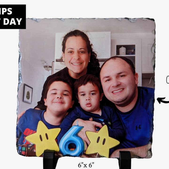 Custom Square Photo Slate Rock Frame Family Gift for wholesale by Atlantic Canada Design