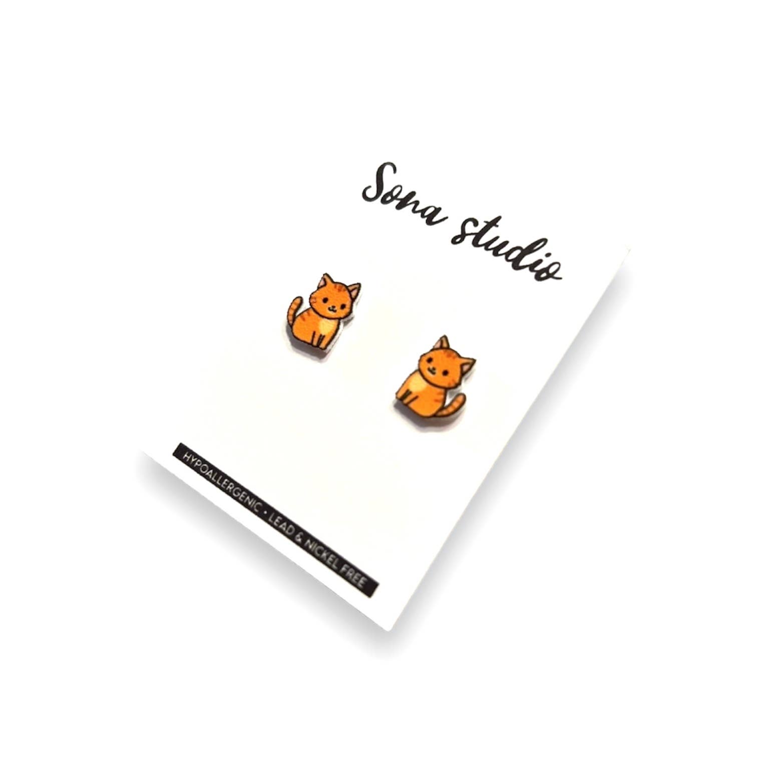 Sona Studio - Wholesale Stud/Post Earrings - Orange Cat Earrings1